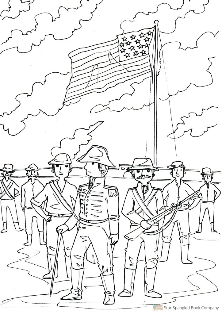 star spangled banner flag coloring page
