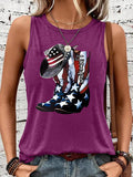 Sleeveless top with American flag print