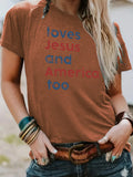 Short sleeved t-shirt loves Jesus and America too