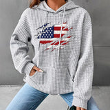 Loose hoodie with American flag pattern