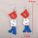 USA Wooden Letter Dangle Earrings