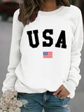 Round neck USA printed pullover sweatshirt