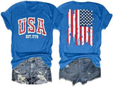 Flag Print T-Shirt for Women: Fun USA Printed Tee