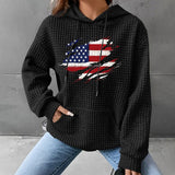 Loose hoodie with American flag pattern