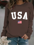 Round neck USA printed pullover sweatshirt