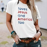 Short sleeved t-shirt loves Jesus and America too