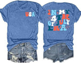 Flag Print T-Shirt for Women: Fun USA Printed Tee