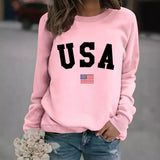 Round neck USA printed pullover sweatshirt