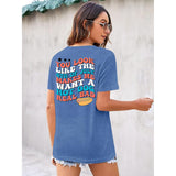 Flag Print T-Shirt for Women: Fun USA Printed Tee