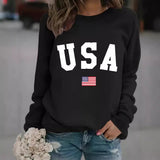 Round neck USA printed pullover sweatshirt
