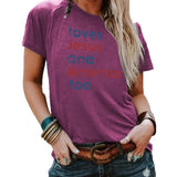 Short sleeved t-shirt loves Jesus and America too