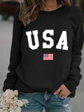 Round neck USA printed pullover sweatshirt