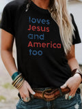 Short sleeved t-shirt loves Jesus and America too