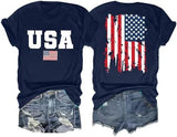Flag Print T-Shirt for Women: Fun USA Printed Tee