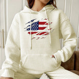 Loose hoodie with American flag pattern