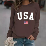 Round neck USA printed pullover sweatshirt