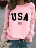 Round neck USA printed pullover sweatshirt