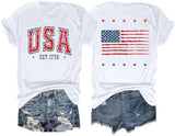 Flag Print T-Shirt for Women: Fun USA Printed Tee