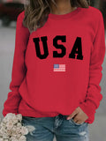Round neck USA printed pullover sweatshirt