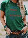 Short sleeved t-shirt loves Jesus and America too