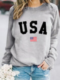 Round neck USA printed pullover sweatshirt