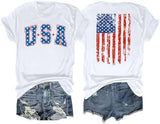 Flag Print T-Shirt for Women: Fun USA Printed Tee