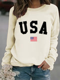 Round neck USA printed pullover sweatshirt