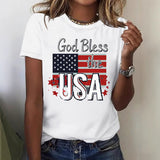 Short sleeved women's t-shirt with USA flag