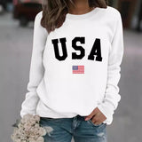 Round neck USA printed pullover sweatshirt