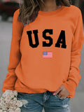 Round neck USA printed pullover sweatshirt