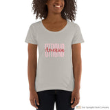 America Strong Ladies Scoopneck T-Shirt Silver / S