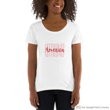 America Strong Ladies Scoopneck T-Shirt White / S