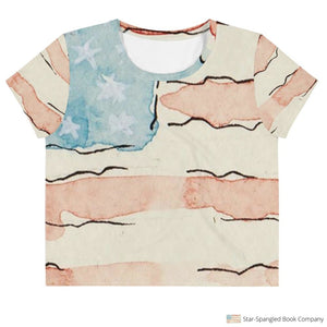 Faded Flag All-Over-Print Crop Tee Xs