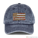 Iconic Watercolor Flag Vintage Cotton Twill Cap Navy Hats