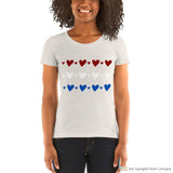 Patriotic Hearts Ladies Short Sleeve T-Shirt Oatmeal Triblend / S