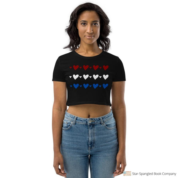 Patriotic Hearts Organic Crop Top Black / Xs