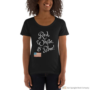 Red White Blue Ladies Scoopneck T-Shirt Black / Xs