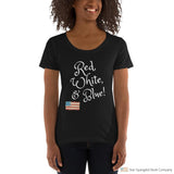 Red White Blue Ladies Scoopneck T-Shirt Black / Xs