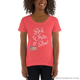 Red White Blue Ladies Scoopneck T-Shirt Coral / Xs