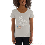 Red White Blue Ladies Scoopneck T-Shirt Silver / Xs