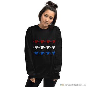 Womens Patriotic Hearts Sweatshirt Black / S