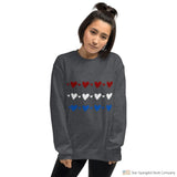 Womens Patriotic Hearts Sweatshirt Dark Heather / S