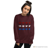 Womens Patriotic Hearts Sweatshirt Maroon / S