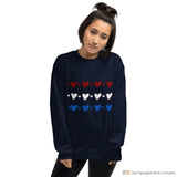 Womens Patriotic Hearts Sweatshirt Navy / S