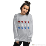 Womens Patriotic Hearts Sweatshirt Sport Grey / S