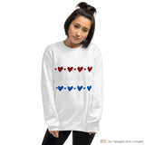 Womens Patriotic Hearts Sweatshirt White / S